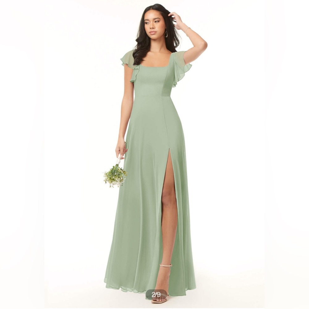 Azazie dusty sage bridesmaid dress